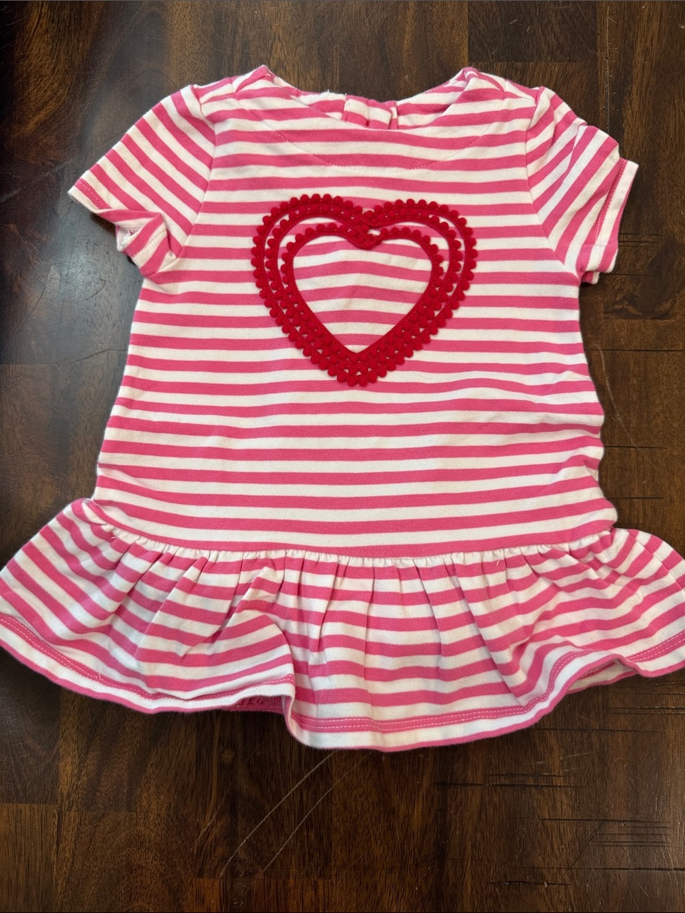 Gymboree Pink & White Striped Dress with Red Heart Applique